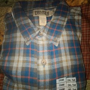 Duluth Trading Flannel, 2xl tall trim, Blue